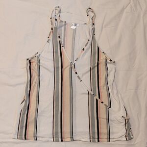 Striped Sleeveless Wrap Top